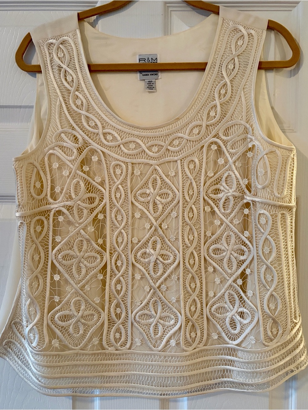 R&M Richards Cream Crochet Overlay Camisole